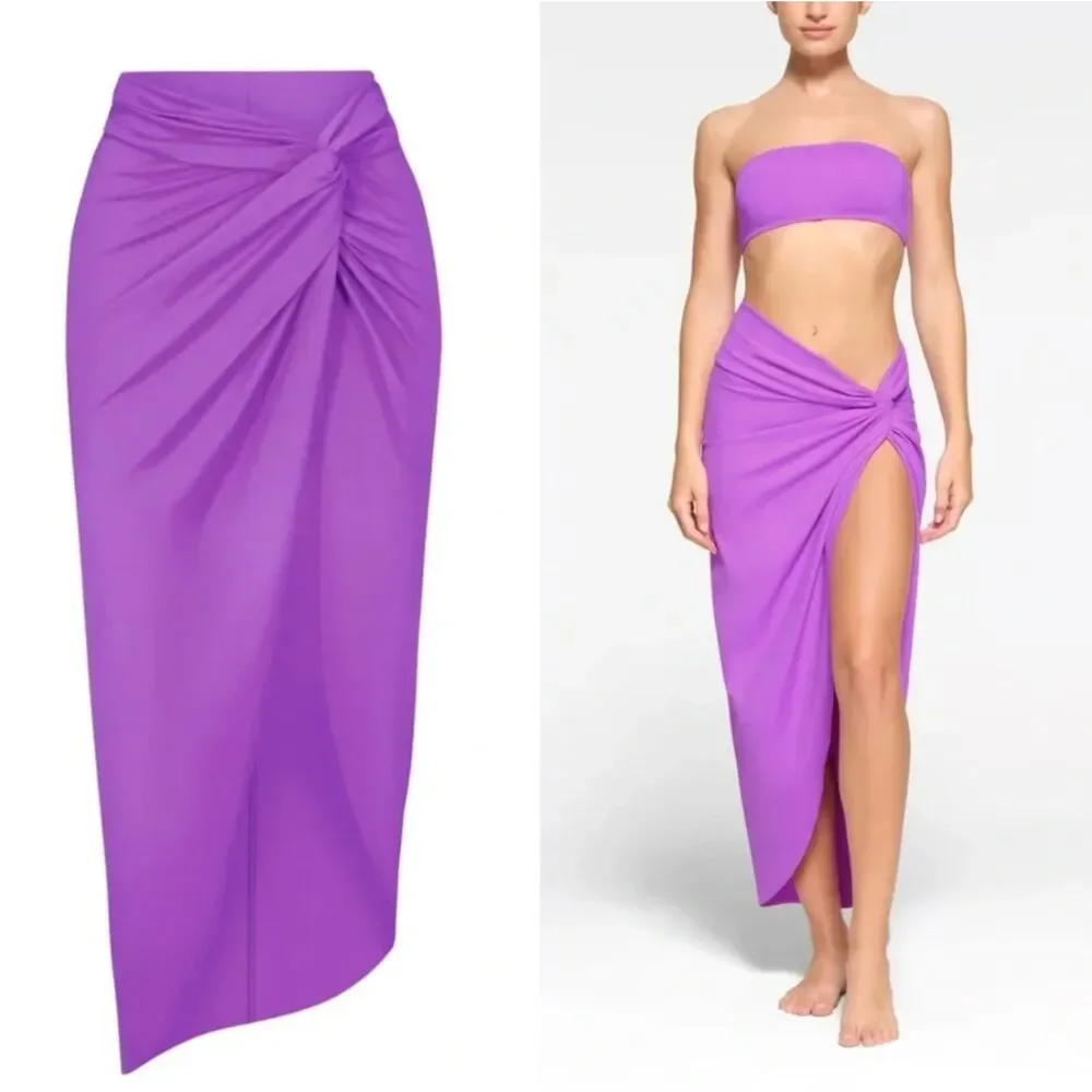 SKIMS Purple Recycled Swim Sarong Skirt Cover Up Size 4X NWT Violet